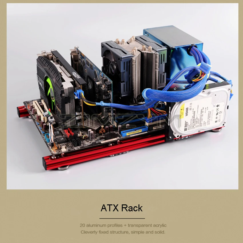Atx pc Banco de Teste Liga de Alumínio Caixa do Computador Refrigeração Água Quadro Aberto Overclock ar Case Htpc Suporte Placa Gráfica - Imagem 3