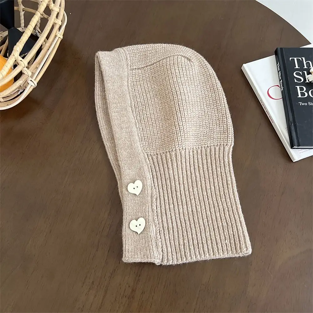 Solid Color Woolen Knitted Children Hat Winter Warm One Piece Kids Scarf Cap Korean Style Ear Protection Cap For Boys Girls