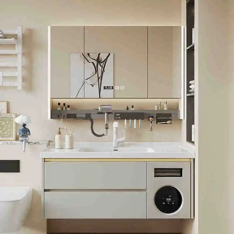 2025 New Modern Minimalist Intelligent Bathroom Vanity Cabinet Built-in Washing Drying Machine Includes Mirror Wash Basin Y2452 3