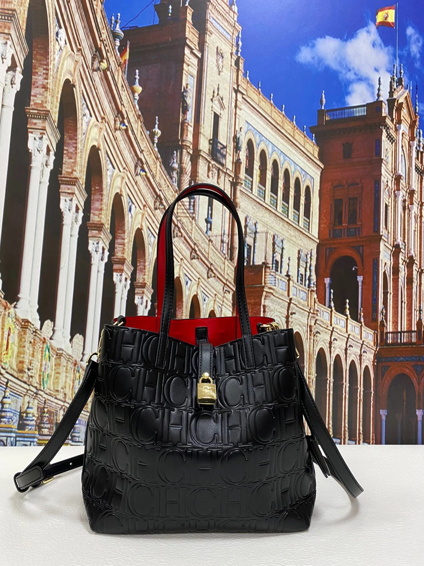 CILMI HARVILL CHHC 100 Leather texture Embossed Pattern Bucket Bag for