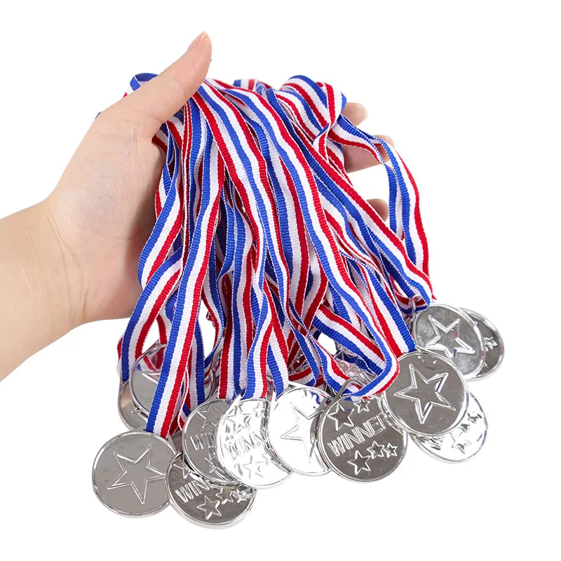 Plastic Gold Winners Medals Trophy 10Pcs for Kids Birthday Party Favors Pinata Fillers