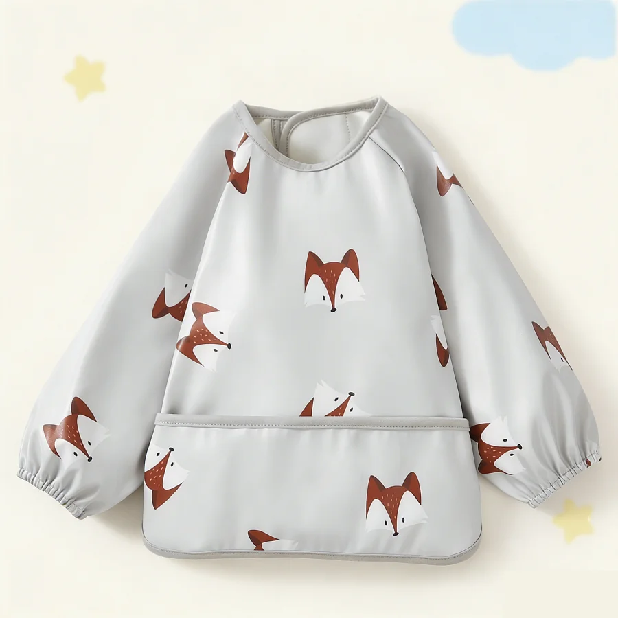 1pc 베이비 폭스 패턴 방수 Pu 작업복