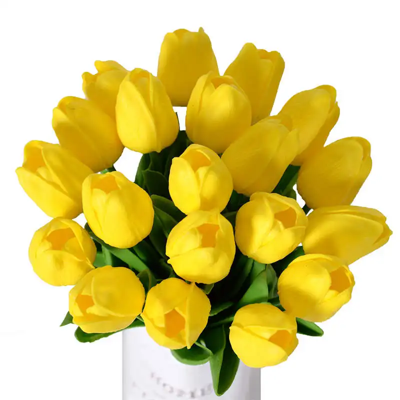 10pcs Yellow Artificial Flowers Real Touch Fake Flower Tulip Bouquet