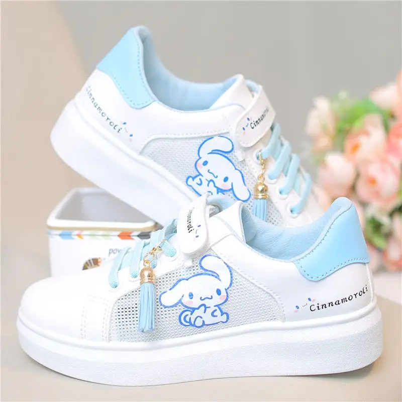 Tênis leves de anime kawaii infantil, sapatos bonitos de mesh board dos desenhos animados, Sanrio Kuromi Cinnamoroll, presente respirável, verão, novo