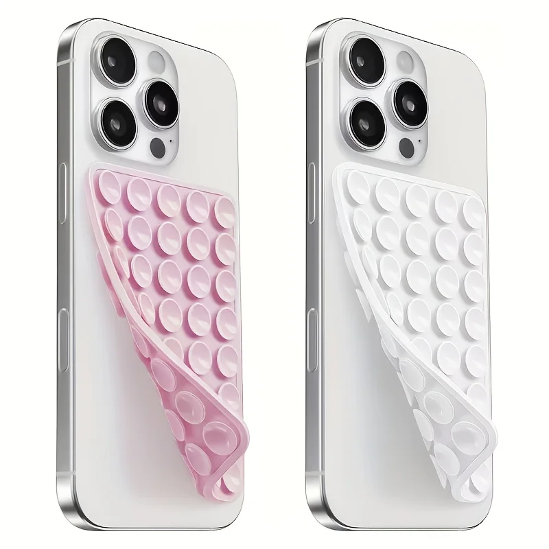 2PCS dual-sided non-slip silicone suction phone holders, universally compatible with iPhone and Android. Compact, movable and an 1