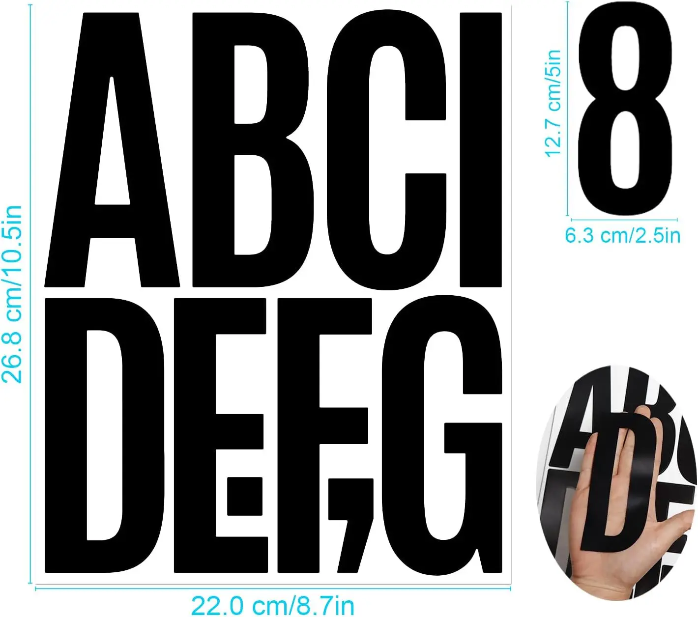 5 inch Big Letter Numbers Stickers 4 Sheets Vinyl Self Adhesive Stickers for Mailbox Homes Businesses Address Party Office Deco