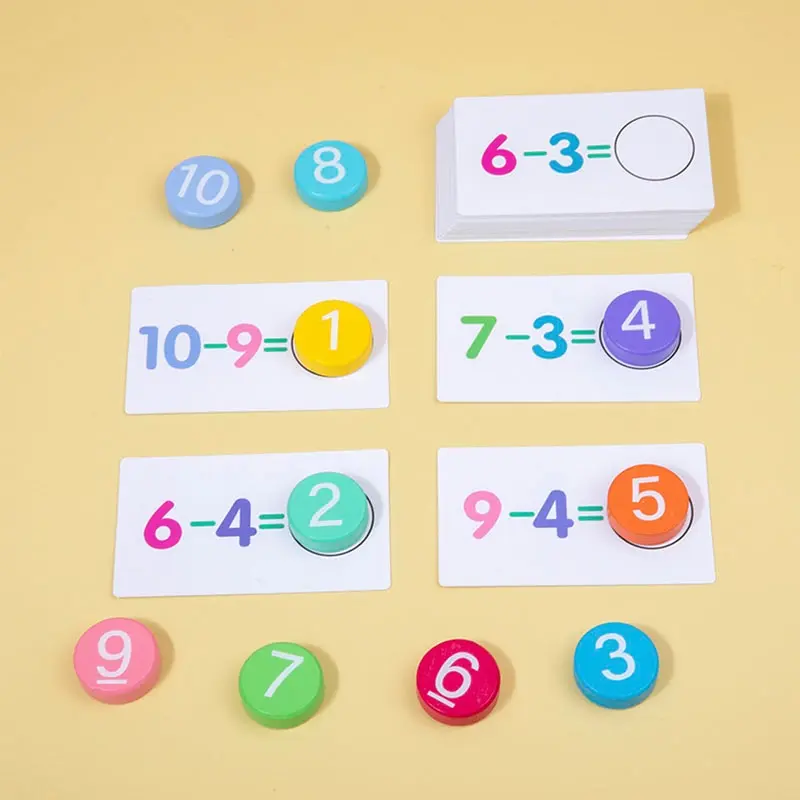 Math Toys Learning Board Puzzle Educational Children's Wooden Number Board Cognitive Matching Addition Subtraction Operation Montessori Logical Thinking Training
