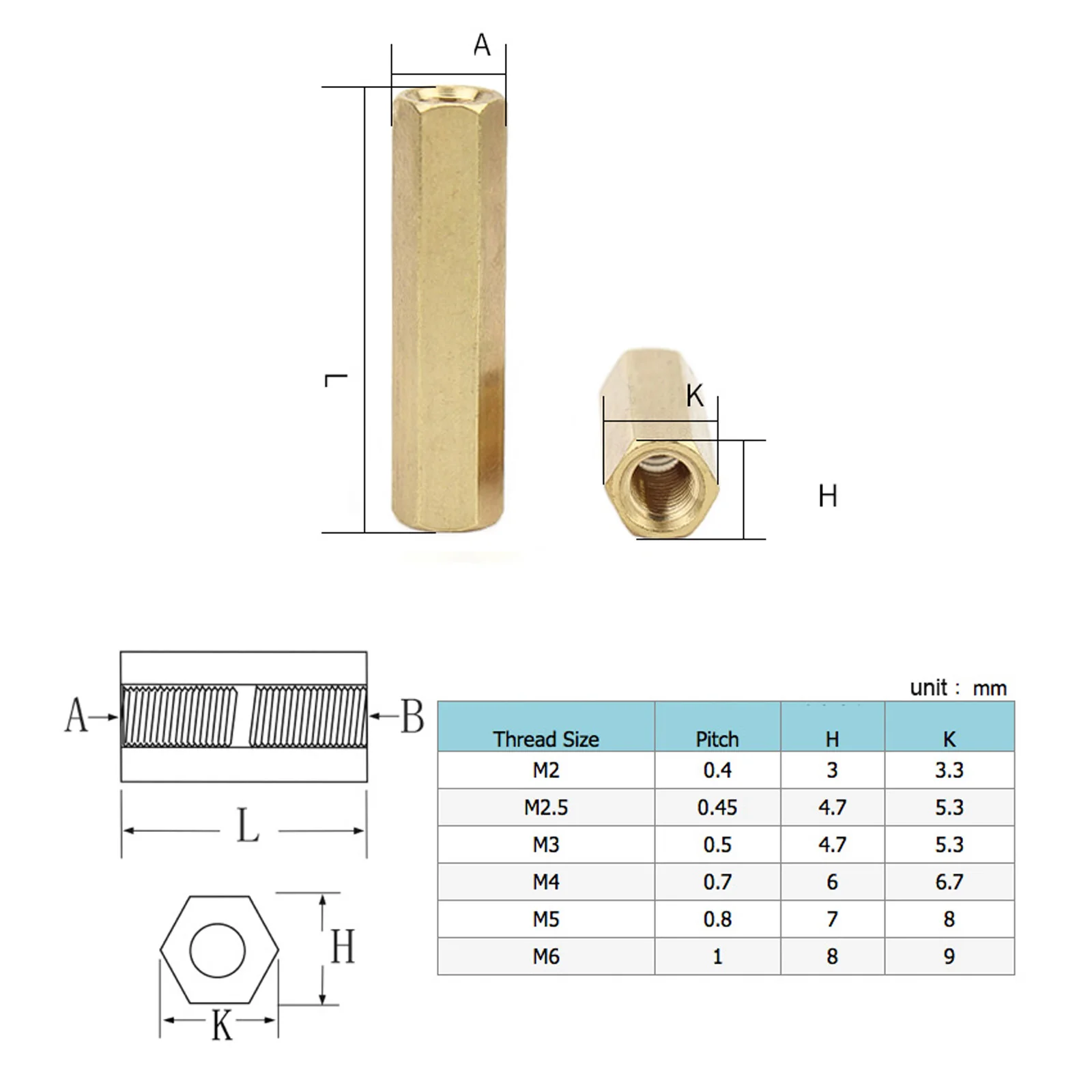Brass Motherboard Standoffs M2 M2.5 M3 M4 M5 M6 Hex Board Rack Stud Spacing Screw Hexagon Copper Female PCB Pillars Bolt Spacer