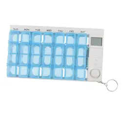 Spacious Weekly Pill Organizer - Durable ABS Medicine Storage for Convenient Travel and Home Use (Blue and White)