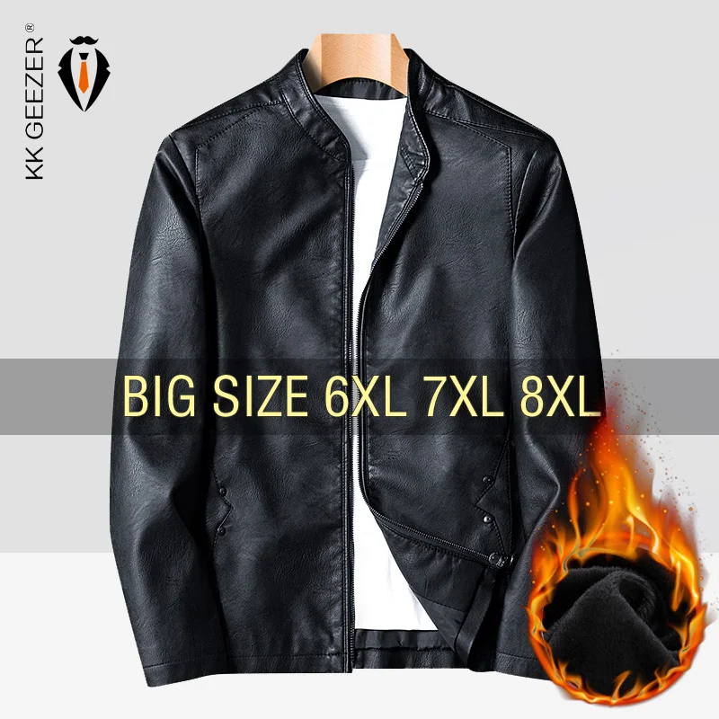 가죽 자켓 남자 폭격기 레트로 양털 블랙 오토바이 자켓 플러스 사이즈 6XL 7XL 8XL 코트 플란넬 따뜻한 컴포트 고품질..
