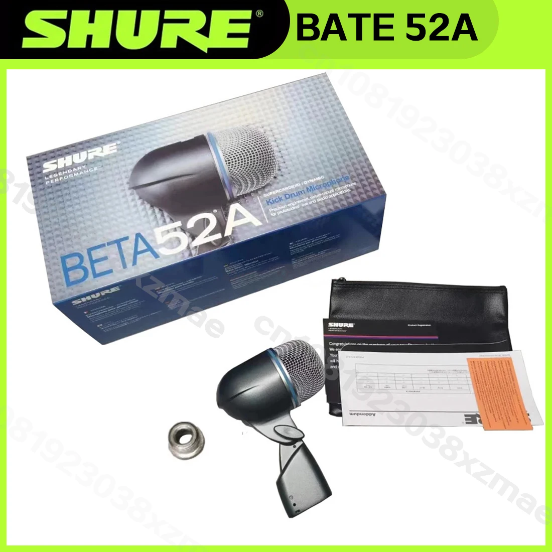 Shure Beta52A Professional Dynamic Microphone for Kick Drum Bass Instrument Stage Performance Live Recording