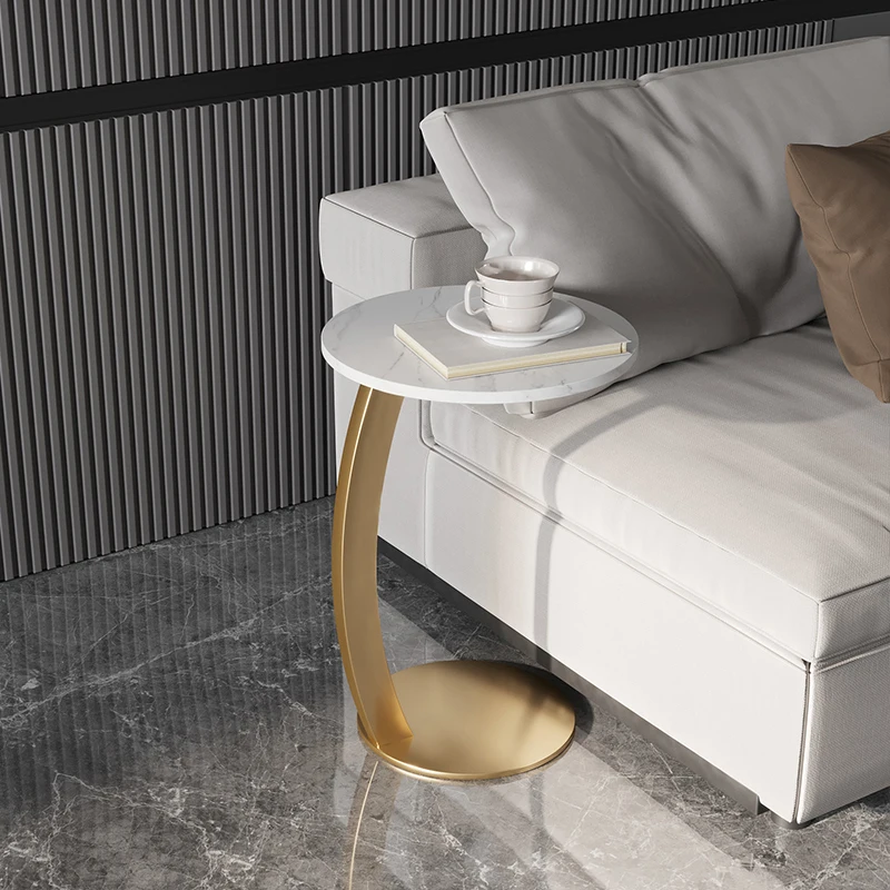 

Modern Living Room Luxury Slate Coffee Table Simple Small Round Table Minimalist Sofa Bedside Table Creative Mini Tea Table Home