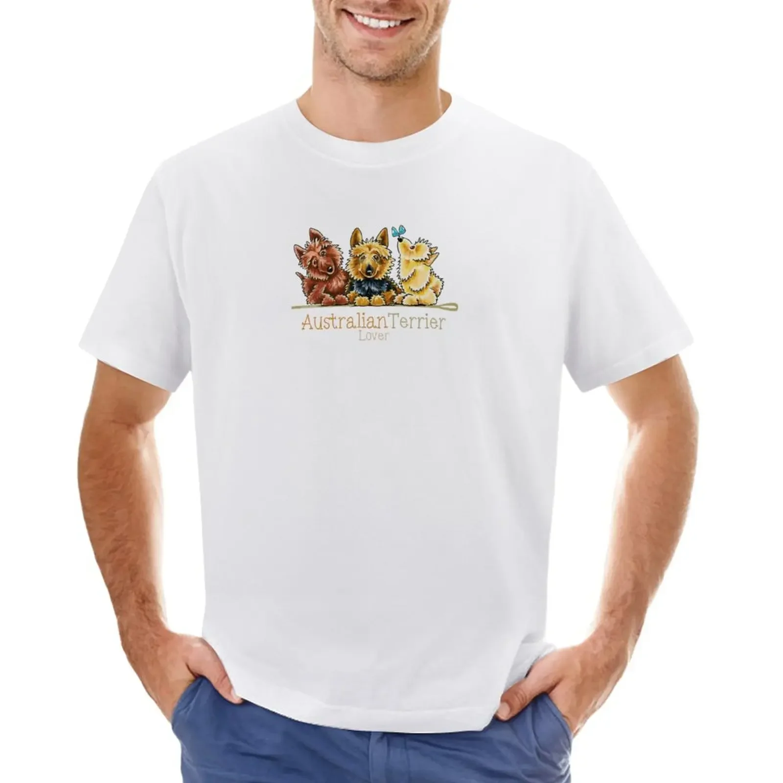 

Australian Terrier Lover T-Shirt oversizeds customs design your own quick drying Blouse Men's cotton t-shirt
