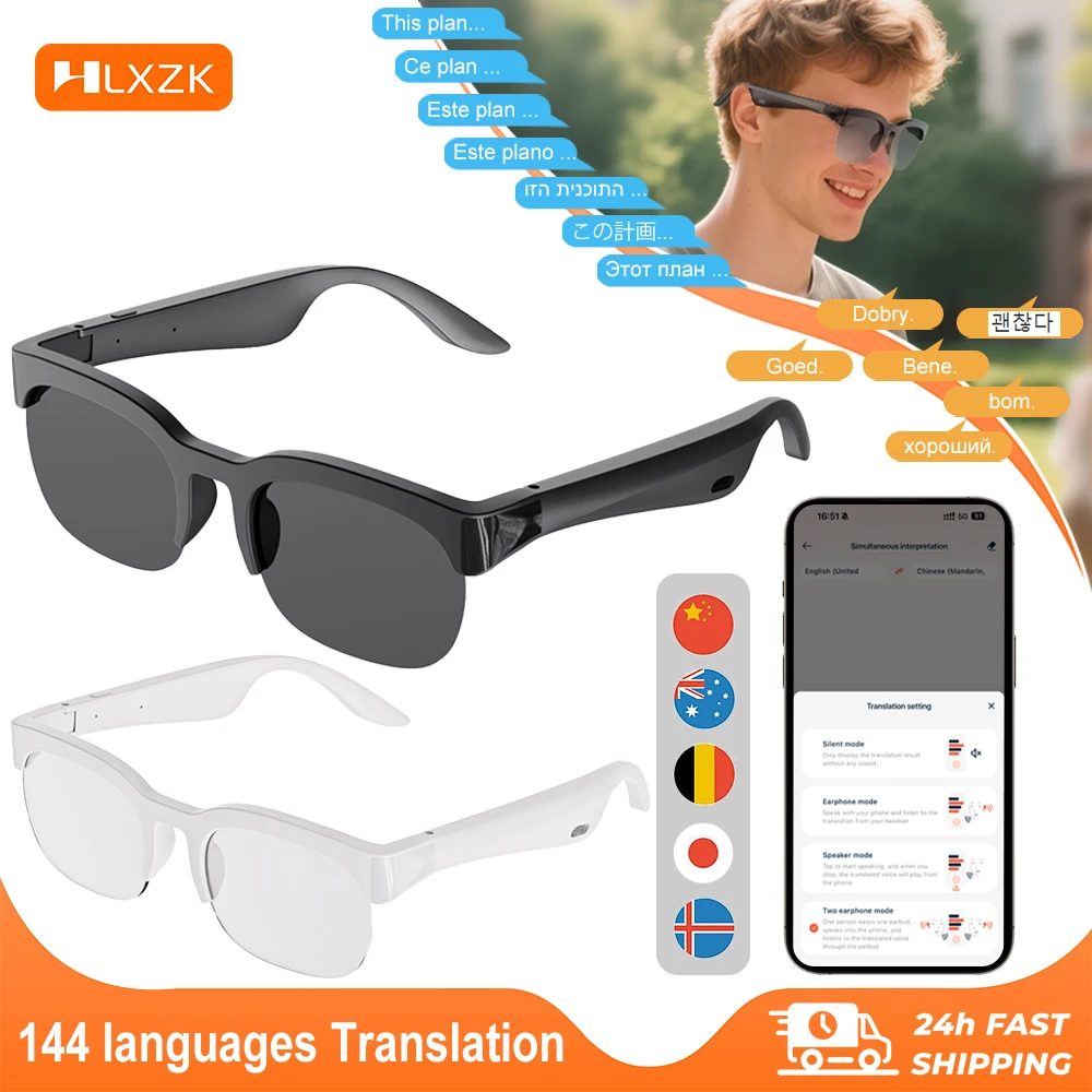 Smart Audio Glasses Language Translator Noise Cancelling Headphones