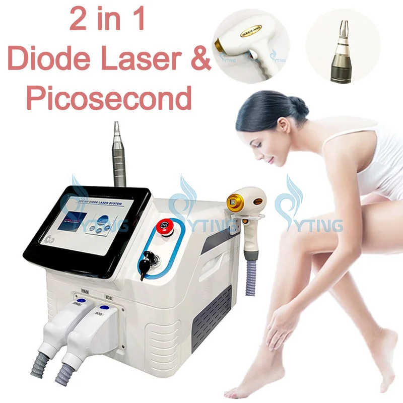 

2 in 1 Portable Q Switched Nd Yag Pico Picosecond 808nm Diode Laser Hair Pigment Tattoo Removal Machine Painless Permanent