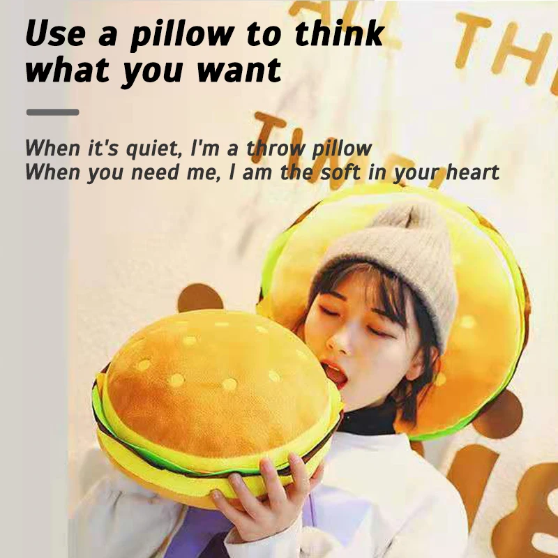 New Plush toys hamburger shape pillow creative funny plush toy doll cushion pillow child gift realistic hamburger stuffed toys 5