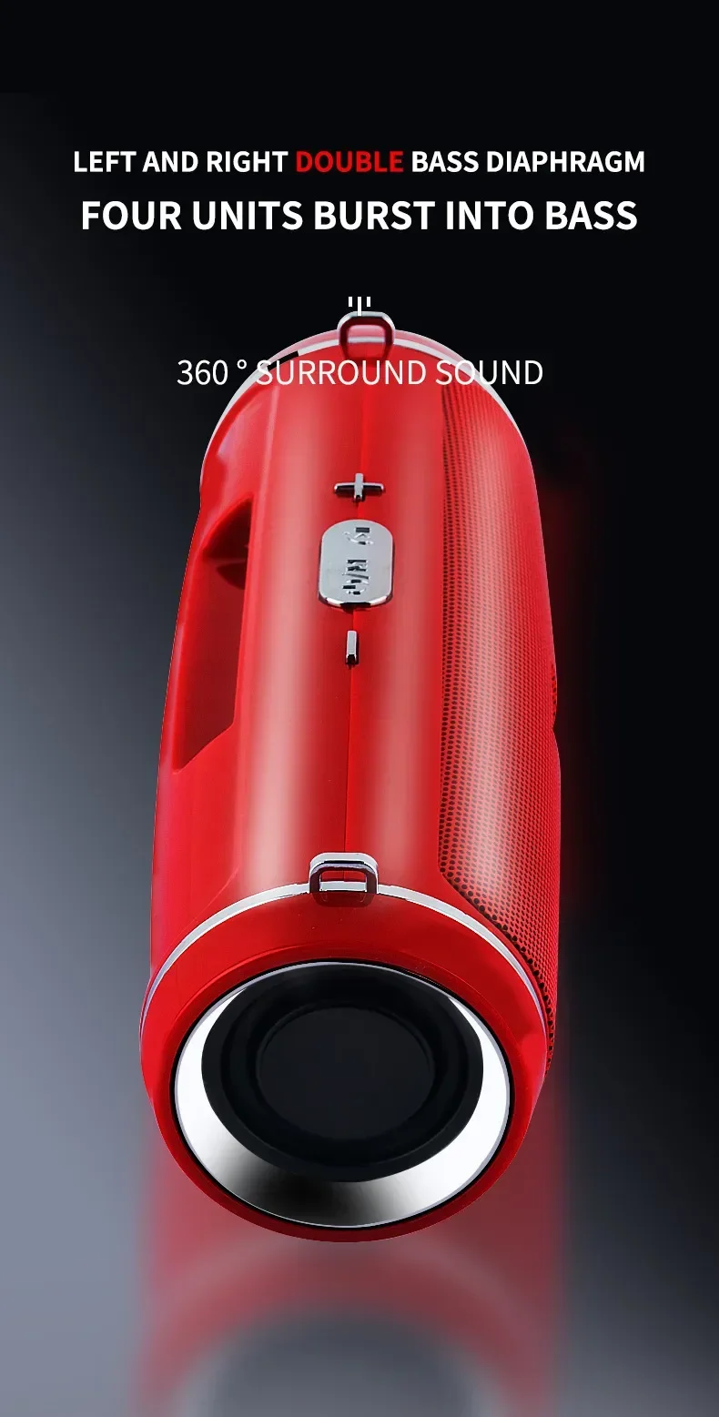 20W Portable Bluetooth Speaker IPX7 Waterproof Outdoor HIFI Pillar Speaker Subwoofer Stereo Speaker FM Radio TF Boom Box