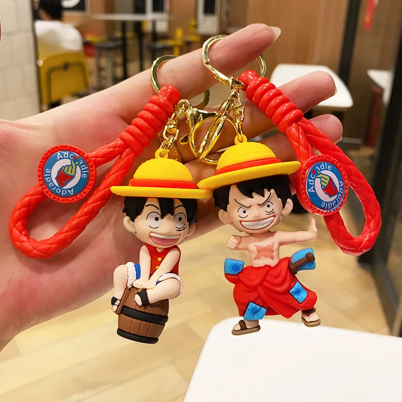 

New One Piece Keychains Anime Monkey D. Luffy Tony Chopper Roronoa Zoro Cartoon Character Model Kid Toy Bulk Keyring Bag Pendent