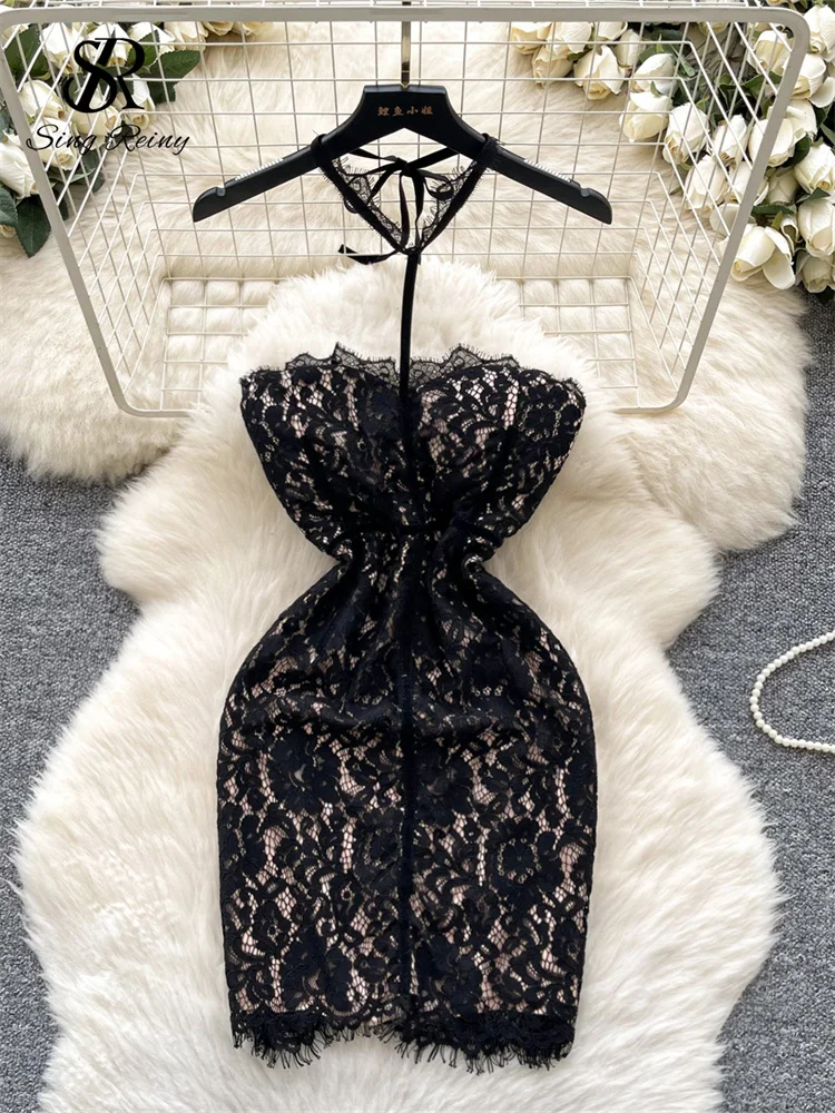 SINGREINY Summer Sexy Lace Bodycon Dress Ladies Halter Sleeveless Zipper Skinny Streetwear Dress Trend Club Party Short Sundress - AliExpress 200000345 SINGREINY Summer Sexy Lace Bodycon Dress Ladies Halter Sleeveless Zipper Skinny Streetwear Dress Trend Club Party Short Sundress - AliExpress 200000345