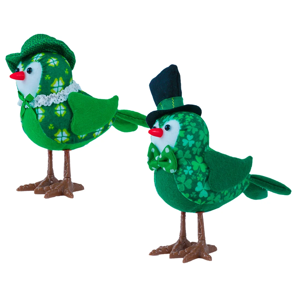 

2 Pcs Greenery Decor Glowing Bird Ornaments Table Centerpiece for Wedding Desktop Sign St Patricks Day Home Decoration Child