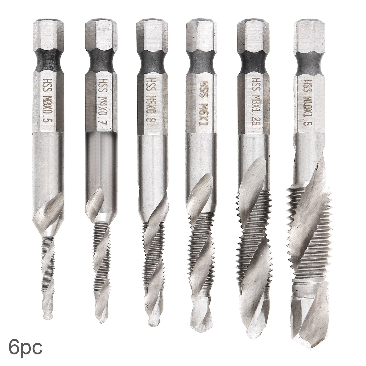 

Drill Bit 6 Pcs Hex Shank HSS Screw Screw Point Metric Thread Male Drill Twist Drill Bit Set Cutting Drilling Polishing Tools