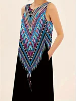 Women’S Loose Dress Summer Casual Feather Print Dress Women’S Plus-Size V-Neck Sleeveless Dress Fashion Elegant Evening Dress