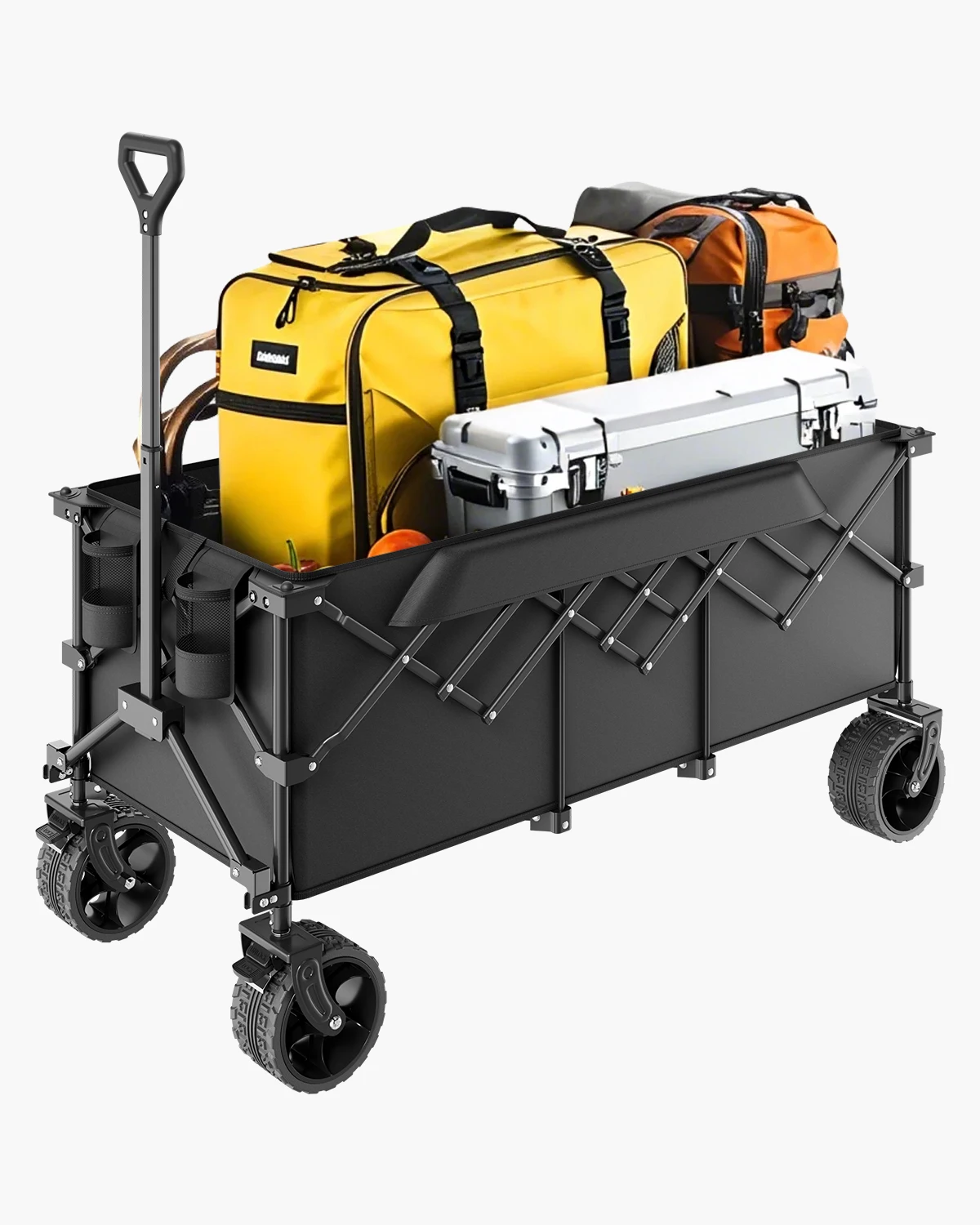 Carrello Pieghevole Sekey 150kg - Ruote Grandi Per Tutti I Terreni, Tessuto 600D, Portabevande, Facile Da Riporre, Nero
