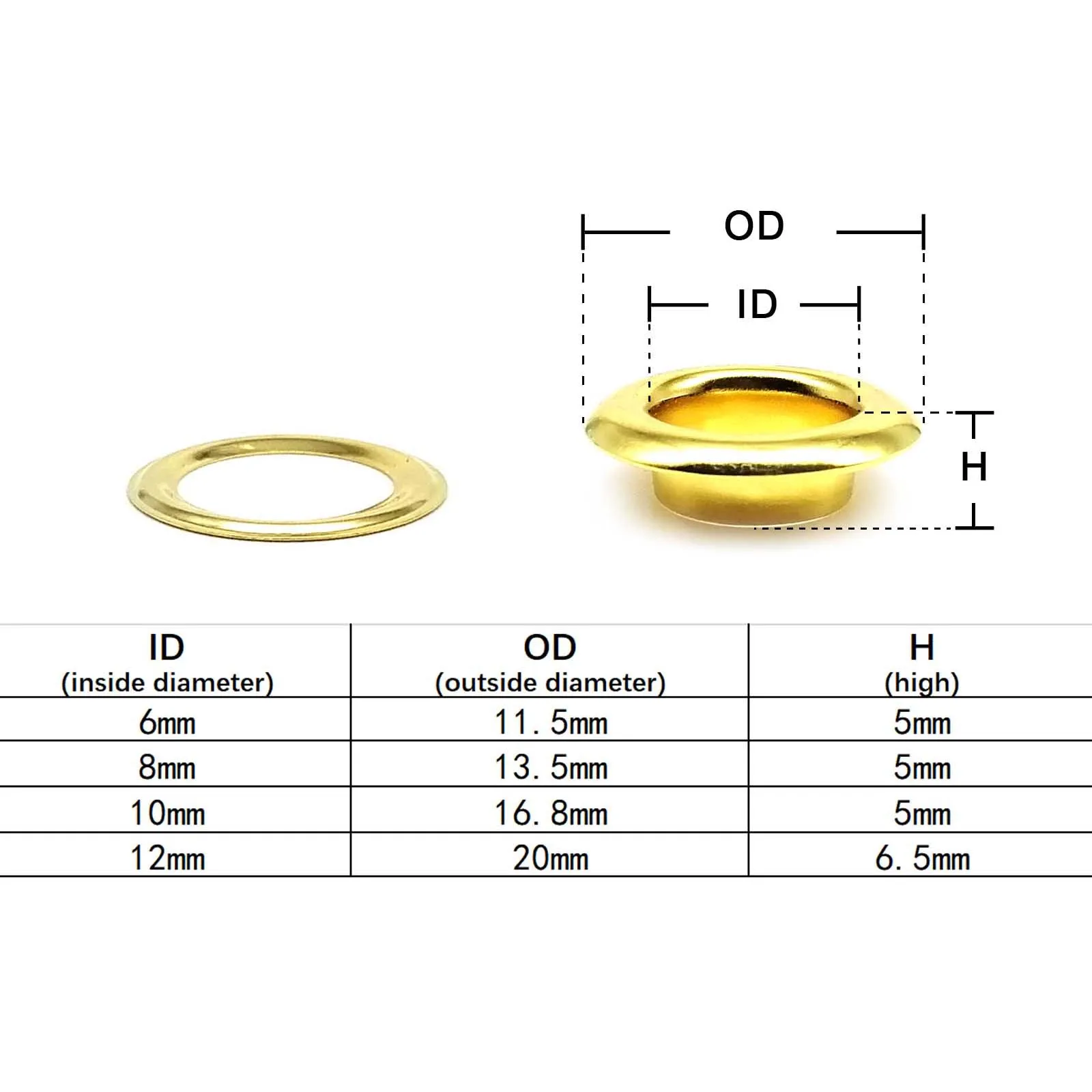 Eyelet Grommet Ring 50 sets 6mm 8mm 10mm 12mm Leather Bag Shoes Belt Canvas Cap Clothes With Washer Air Hole Repair