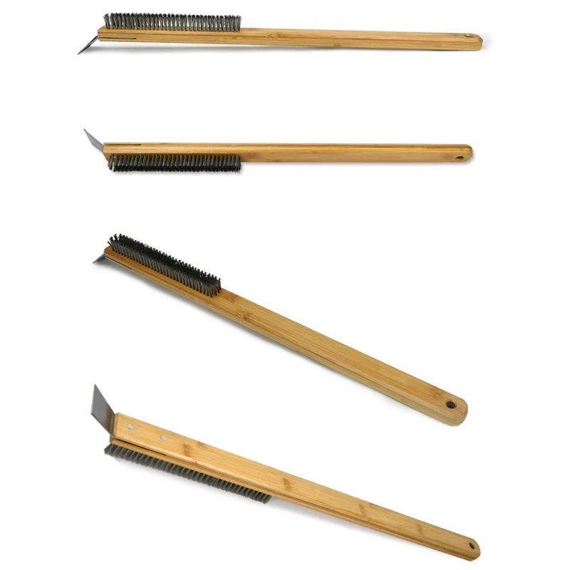 Stainless Wire Pizza Stone Cleaning Brush with Scraper, Barbecue Cleaning Tool