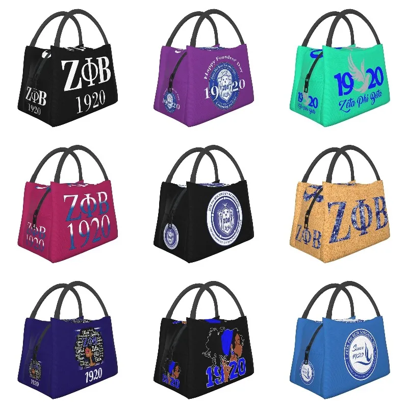 

Zeta Phi Beta Изолированные сумки для ланча для женщин, многоразовый охладитель, термальный Бенто-бокс, для работы и путешествий