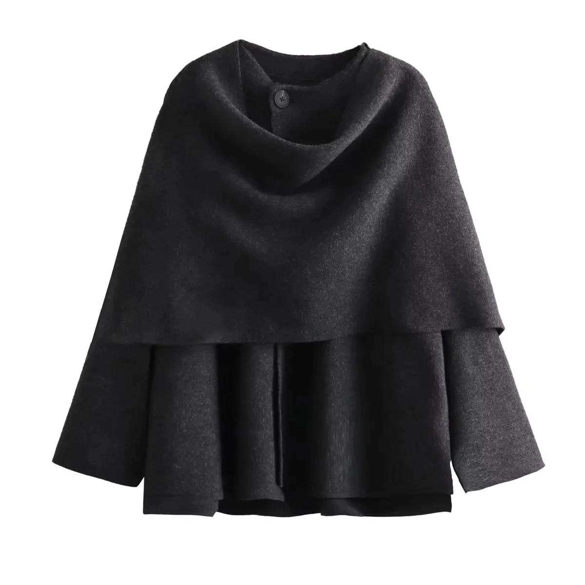 HH Winter Fashion Asymmetric Scarf Women's Short Knitted Coat