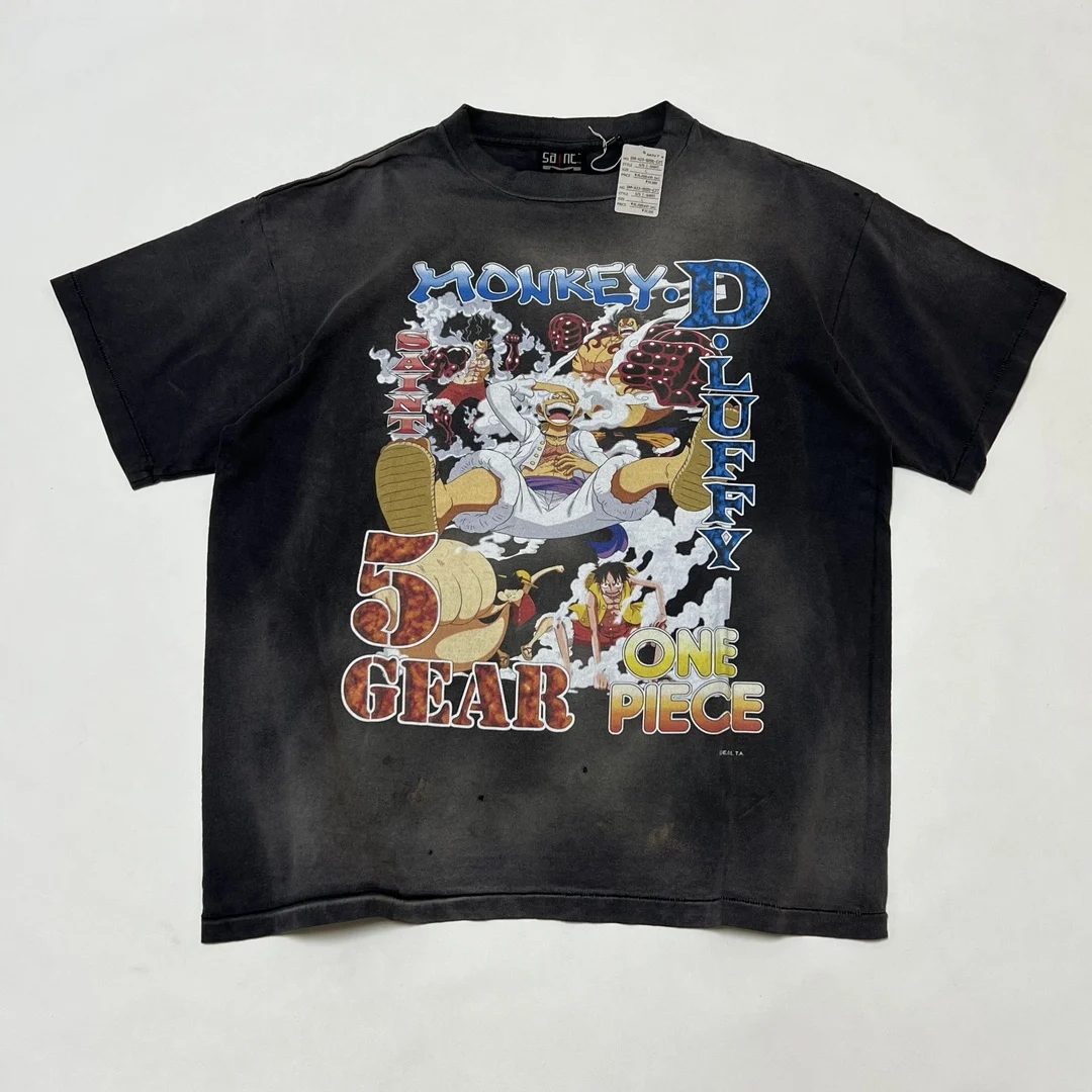 

23FW Saint Men's Anime Vintage Tee Washed Cotton Short Sleeve