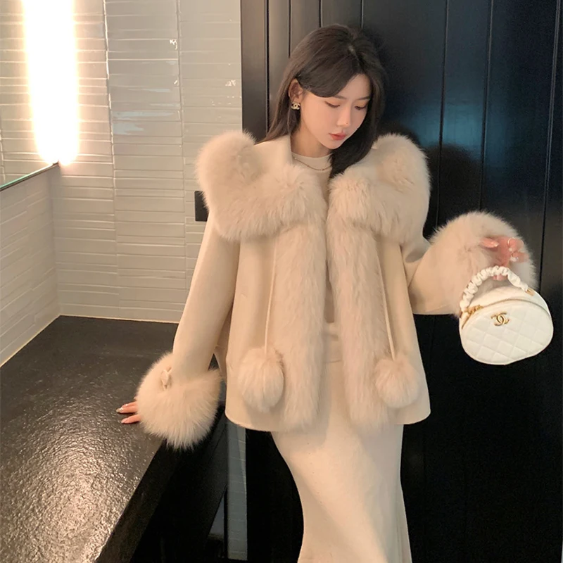 winter-solid-fox-fur-collar-poncho-coat-luxury-warm-women-cashmere-jacket-cute-thick-female-lace-up-parkas-wollen-overcoat-chic