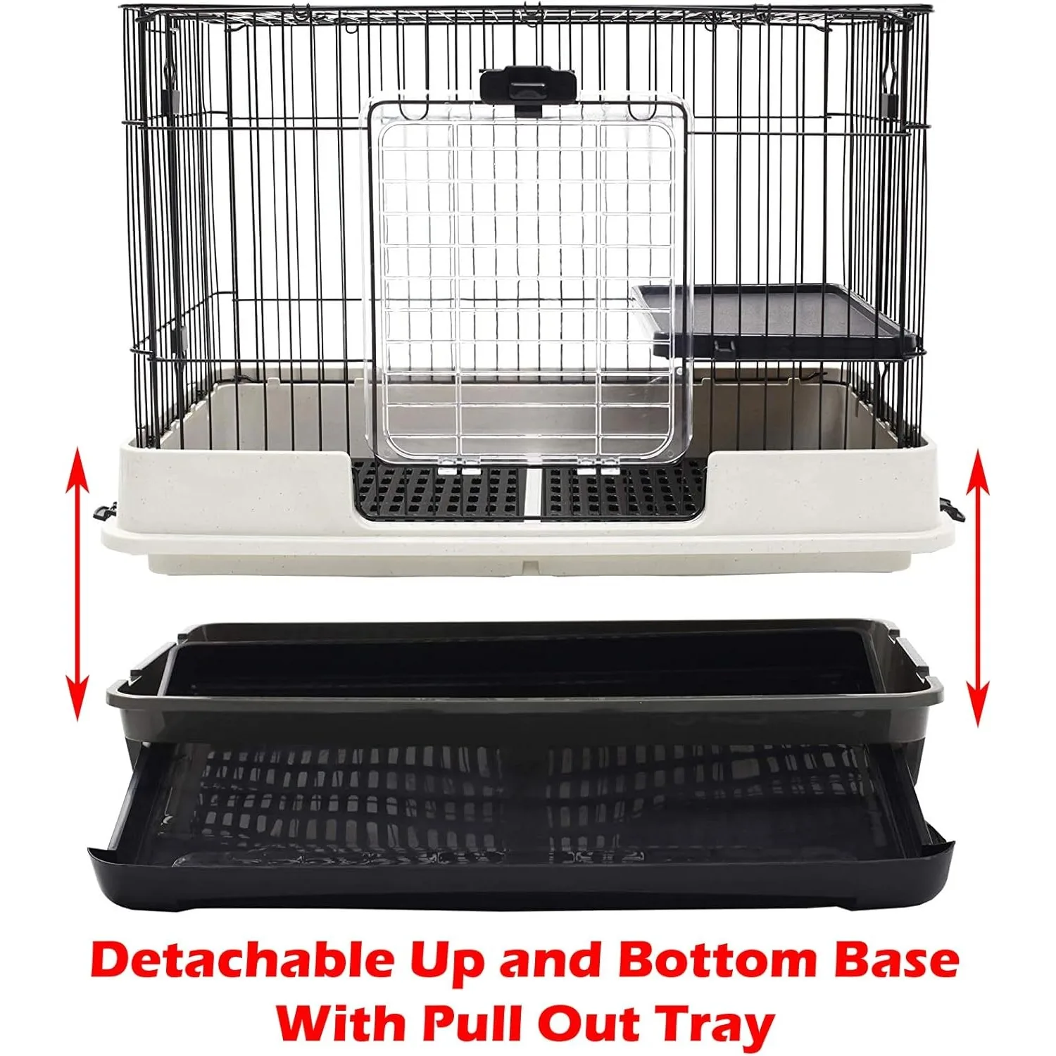 Large 5-Level In/Outdoor Small Pet Cage with Solid Platform Ramp Leakproof Litter Easy Clean 2-Inch Deep Tray Lockable Casters 6