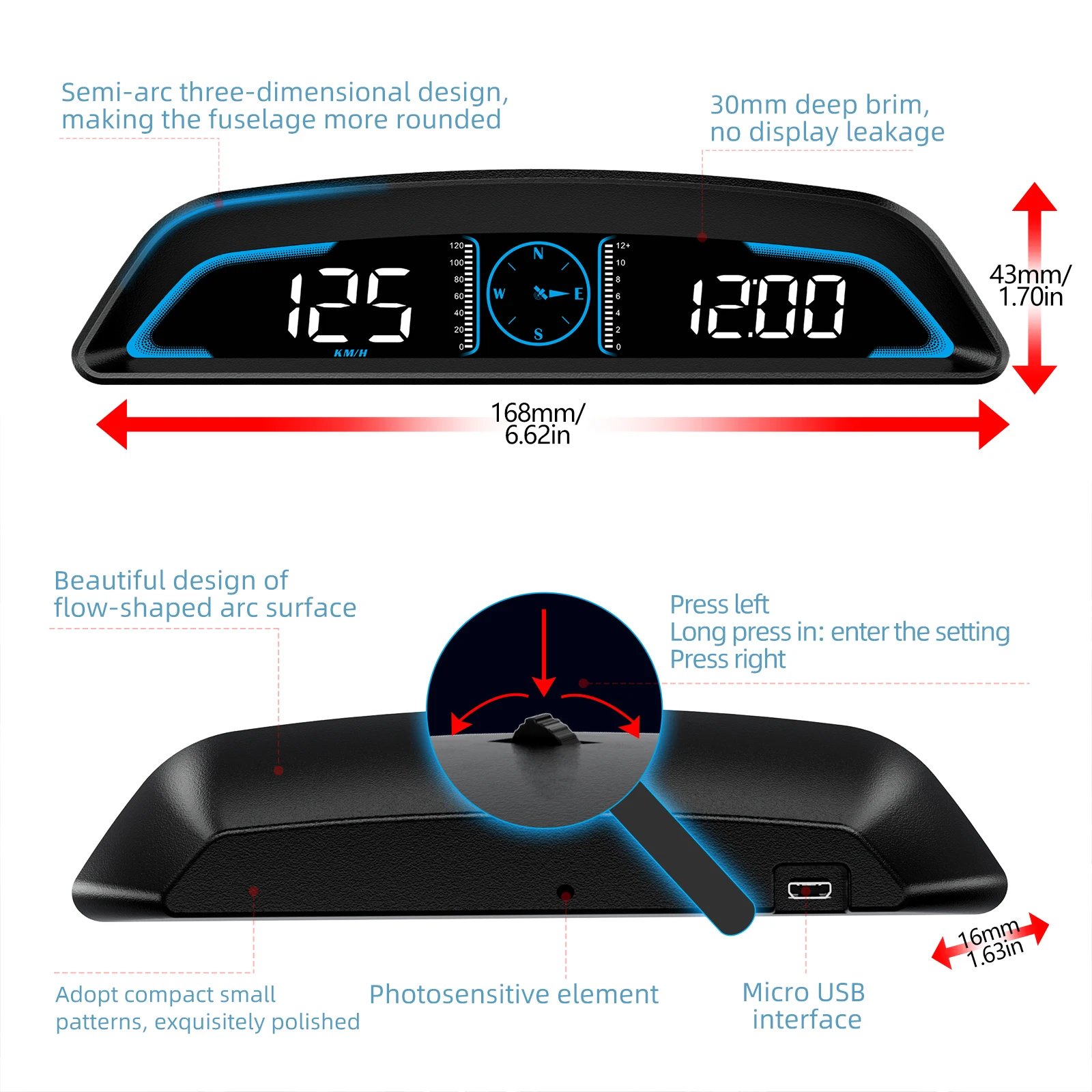 G3 B3 GPS / OBD HUD Display tachimetro per Auto digitale accessori Auto Head Up Display misuratore di promemoria allarme digitale intelligente per Auto - immagine 5