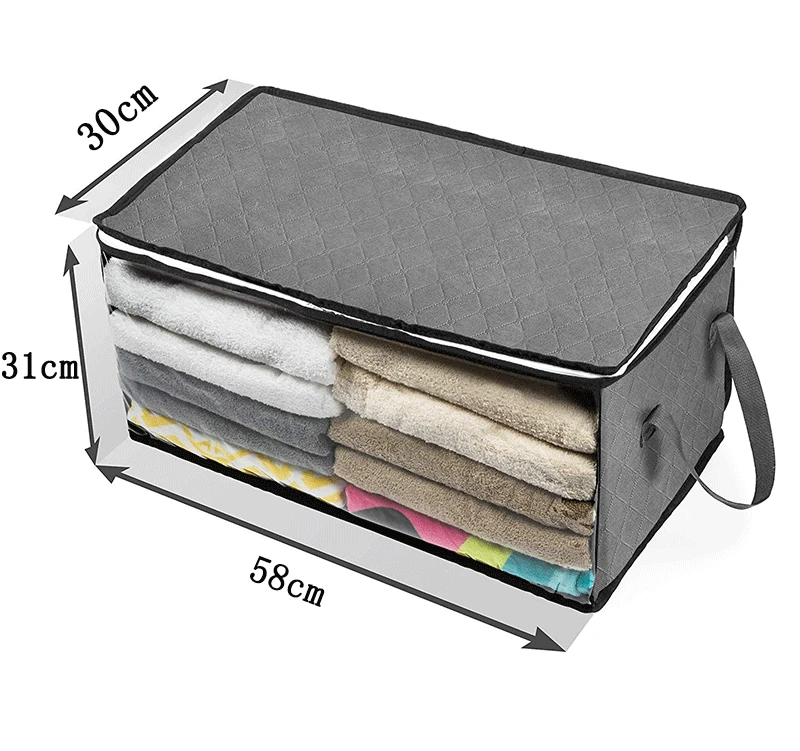 Non-woven storage bag quilt foldable storage bag clear window wardrobe clothing organising bag dust moisture-proof box images - 6