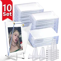 1/10Set 35Pt Strong Magnetic Card Holders Case Clear Acrylic Stands for Kpop 3inch Sports idol Photo Card Trading Display Sleeve 1
