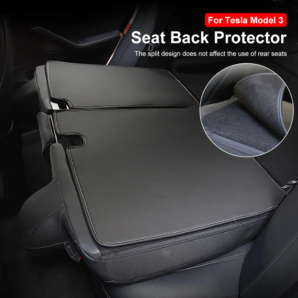 

For Tesla Model 3 Y Car Rear Seat Anti-dirty Pad Trunk Pads Back Backrest Protective Cushions Anti-kick for Model3 PU 2017-2023