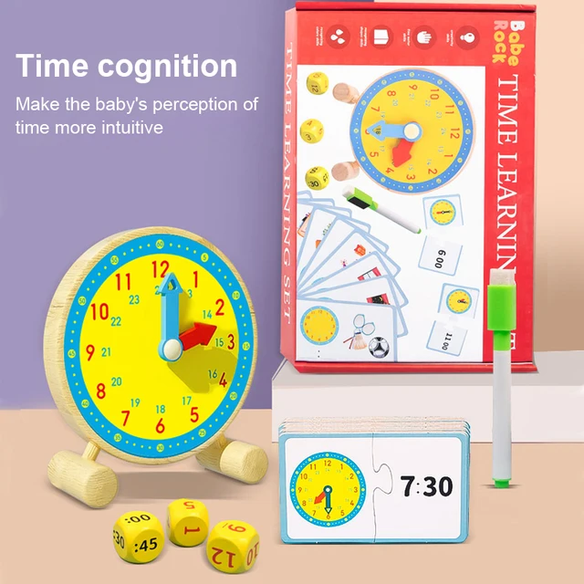WEMMICKS Montessori Wooden Clock Toys Children Time Learning Hour Minute Second Cognition Kids Early Preschool Teaching Aids 1