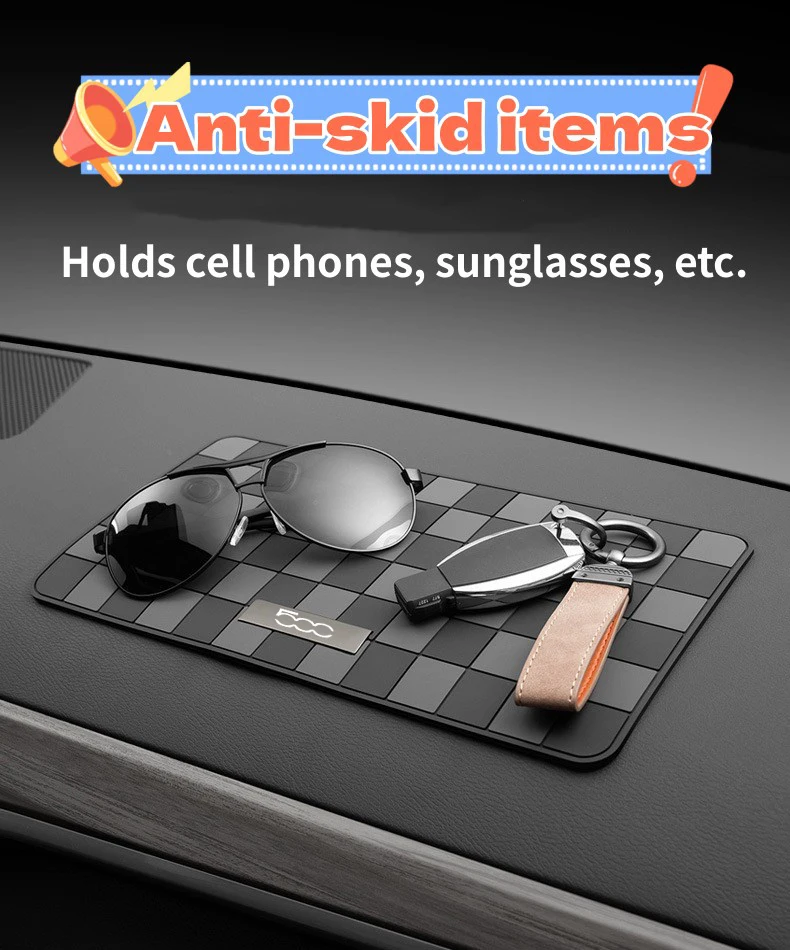 Car Non Slip Mat Non Slip Mat Silicone Anti Skid Pad for FIAT 500 Car Interior Center Console