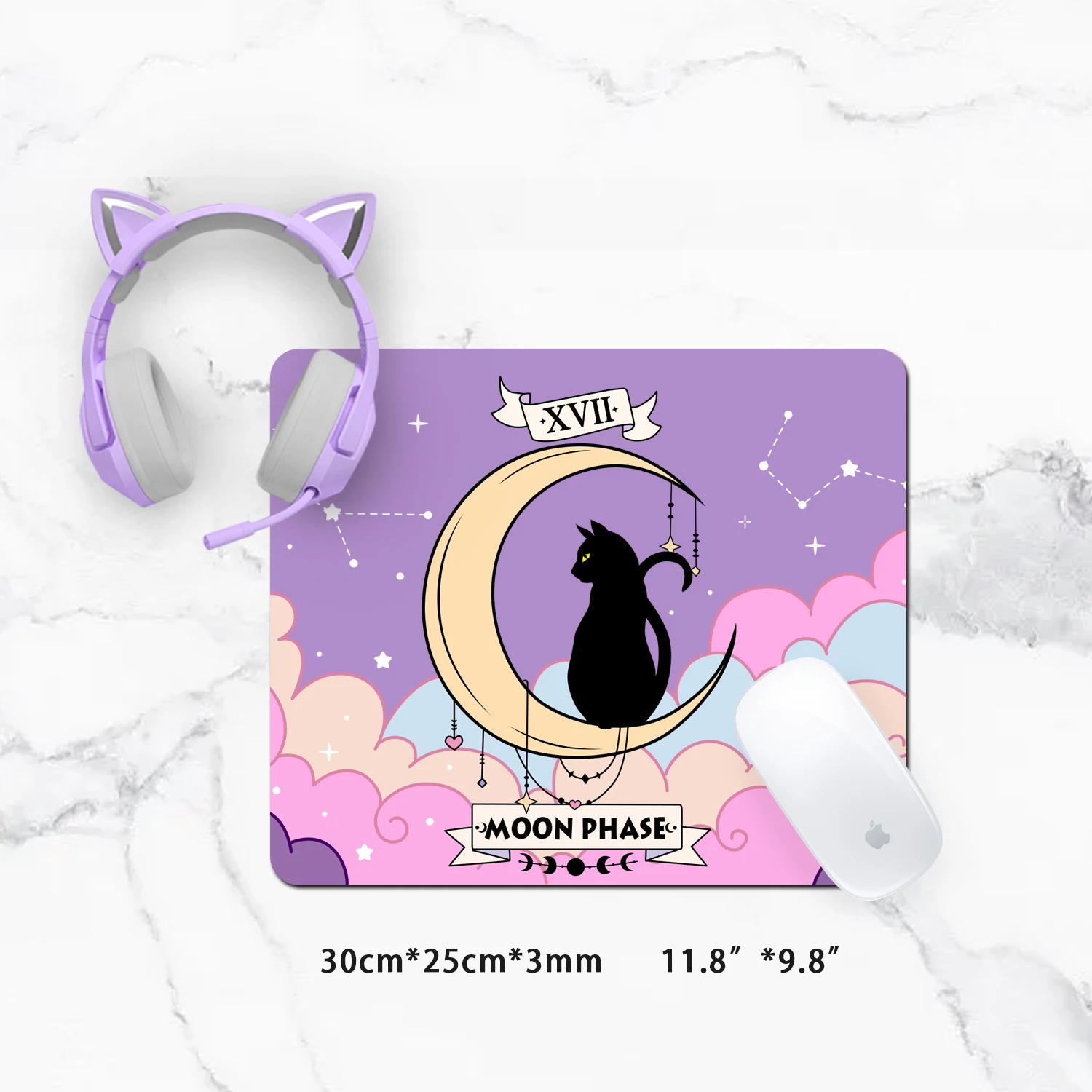 Extra Large Kawaii Gaming Mouse Pad Cute Purple Cat Bunny XXL Desk Mat Water Proof Nonslip Laptop Desk Accessories