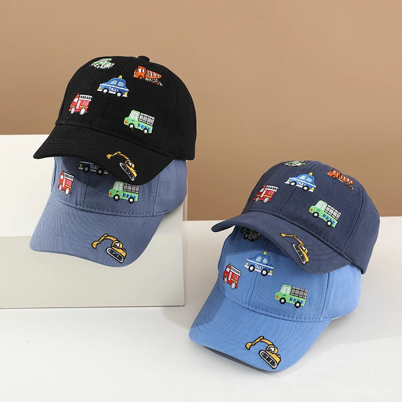 Children 's Sports Hats School Baby Boys Baseball 2025 Summer Embroidered Vehicles Outdoor Kids Caps for 2-8Years Adjustable