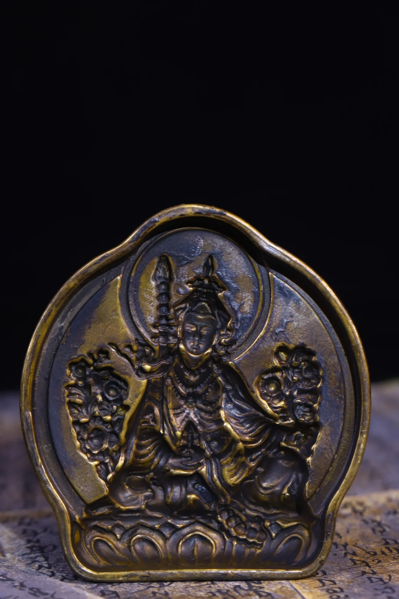 

4"Tibet Temple Collection Old Bronze Mold Guru Rinpoche Padmasambhava Buddha making tools Amulet DharmaWorship Hall