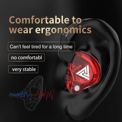 QKZ AK6 구리 드라이버 HiFi 유선 이어폰, 레이스 스포츠 헤드폰, 베이스 스테레오 헤드셋, 음악 이어 버드, 3.5mm, 마이크 포함 6