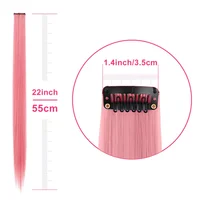 Extensions capillaires synthétiques à clips multicolores, postiches arc-en-ciel de 22 pouces pour filles, femmes et enfants, 1 5 11 pièces/lot 5