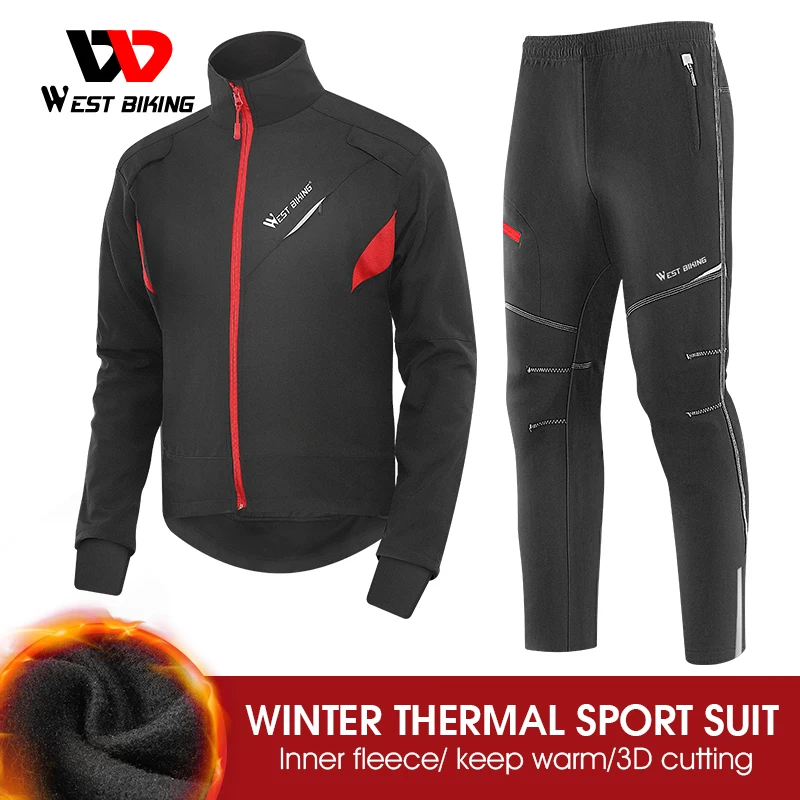 

WEST BIKING Winter Thermal Cycling Running Jacket Windproof Ski Snow Snowboard Jacket and Pants Set Men Women Sportswear Suit