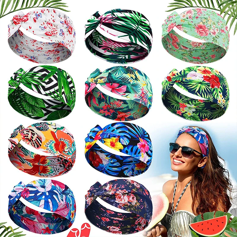 

Fashion Women Girls Summer Bohemian Hair Bands Print Headbands Vintage Cross Turban Bandage Bandanas HairBands Hair Accessories