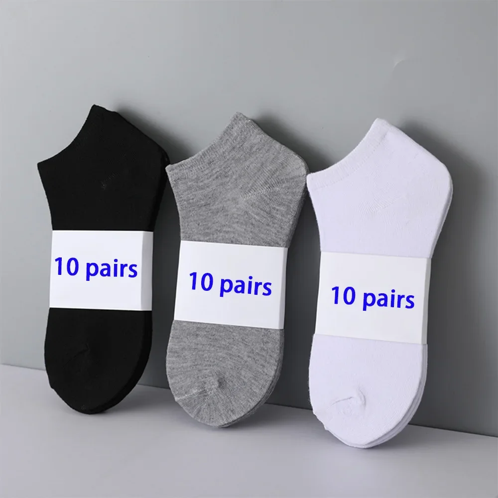 Boat Socks 10 Pairs Women/Men Invisible Low Cut Silicone Non-slip Summer No-show Ankle Socks Solid Color Casual Breathable