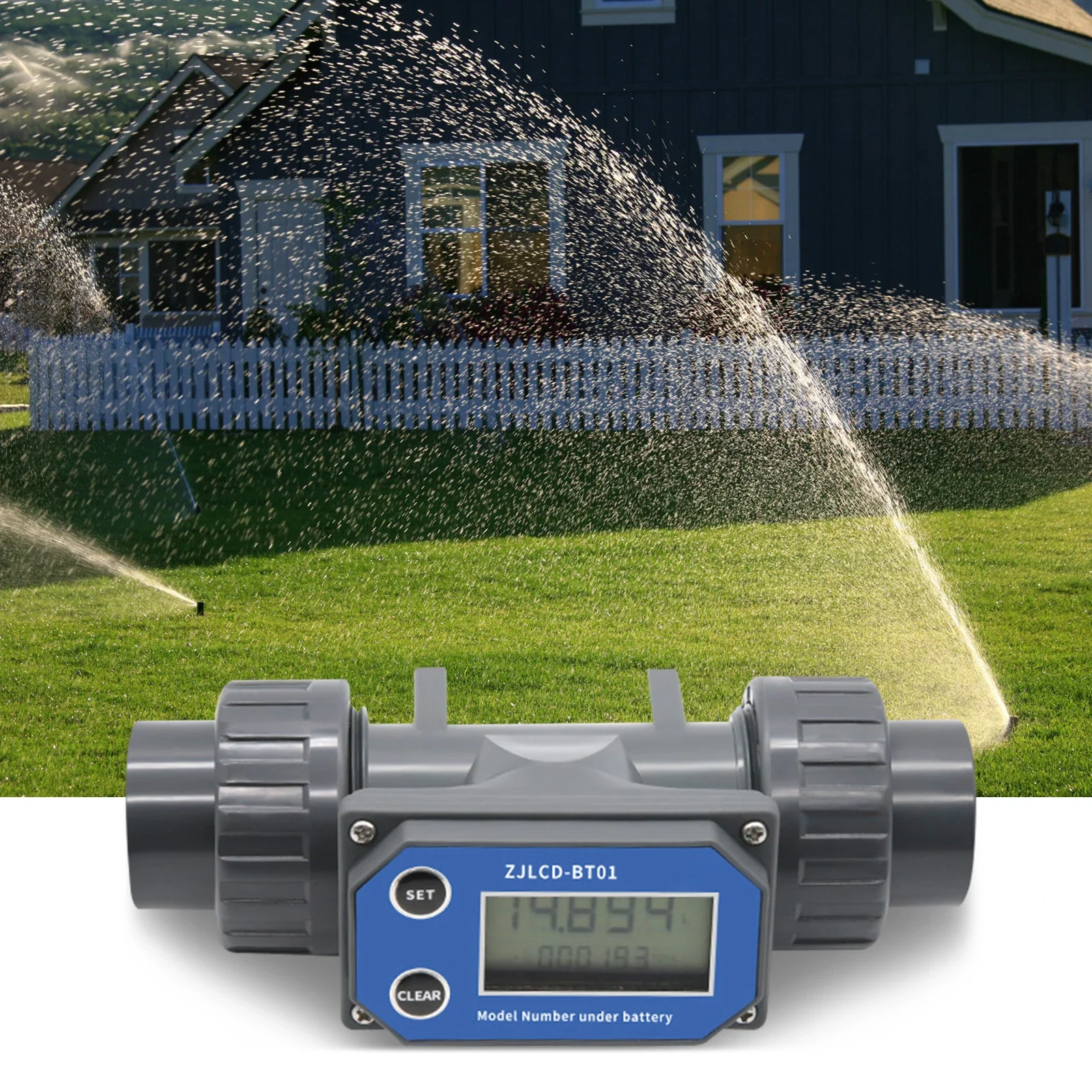 Wired Pipeline Digital Flow Meter DN15-DN80 LCD Display Flowmeter with Cable PVC