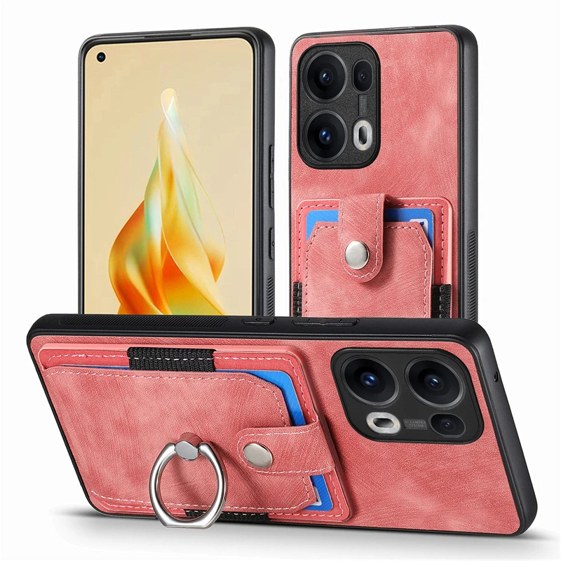 Luxury Leather Magnetic Wallet Case with Ring Stand and Card Slot - Shockproof